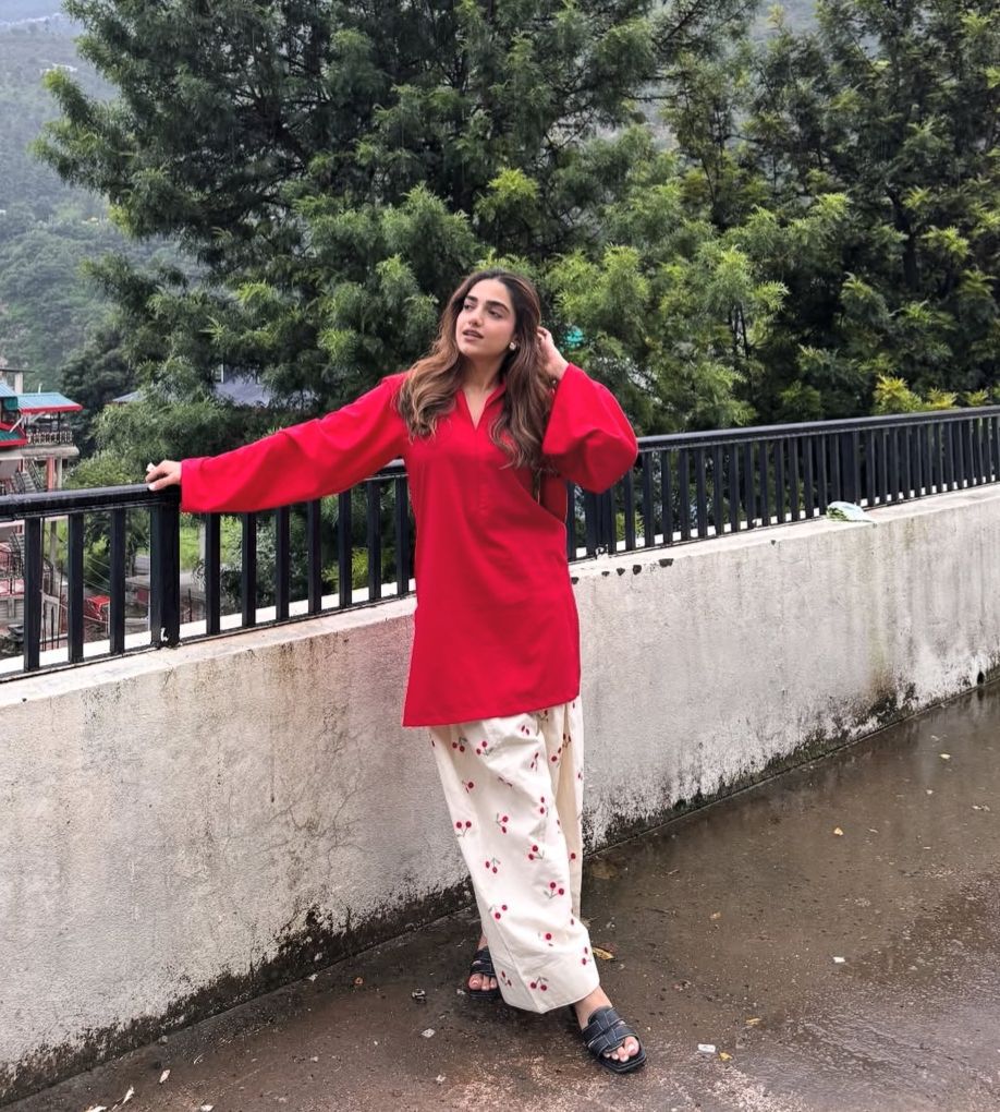 Cherry Printed Farshi Suit with V - Neck Shirt for Women -  shop_nameHashaya
