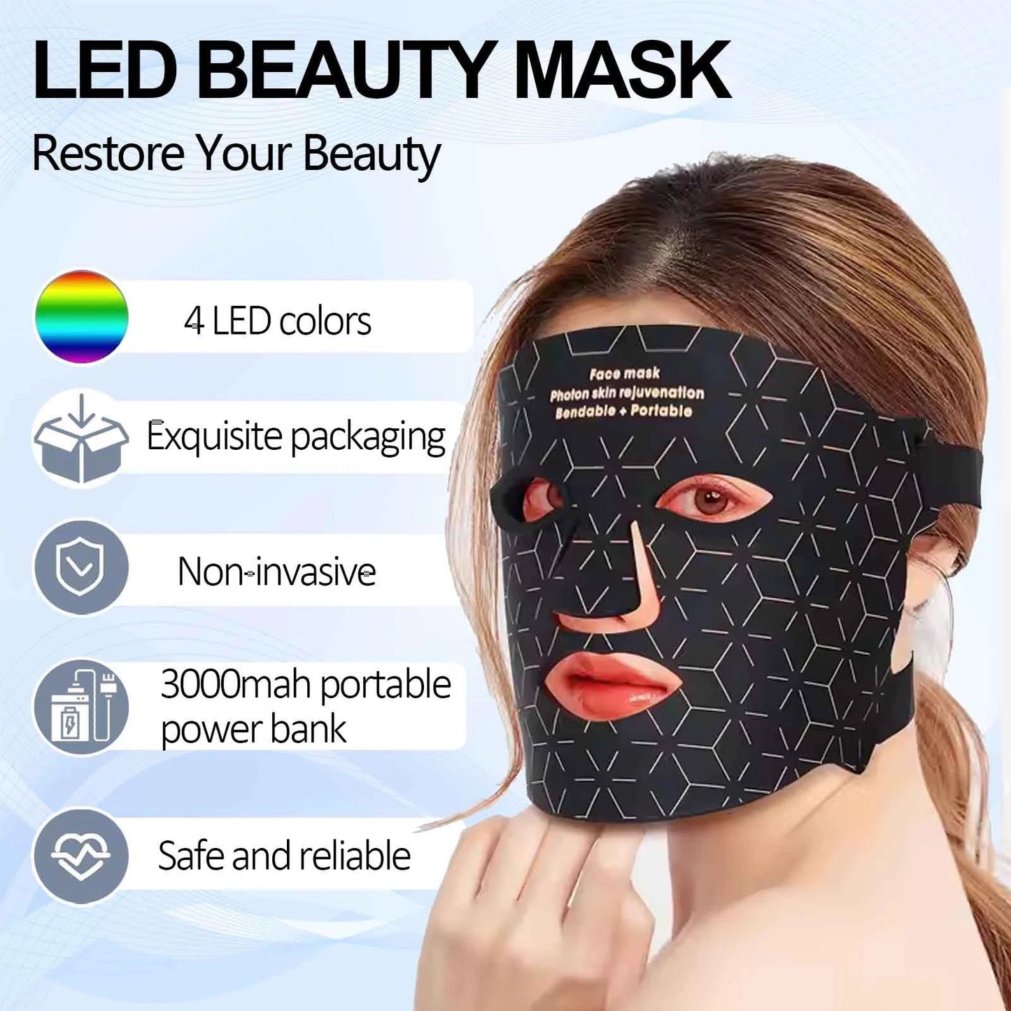 Facial Red Light Therapy Mask | LED Skin Rejuvenation Mask -  shop_nameHashaya