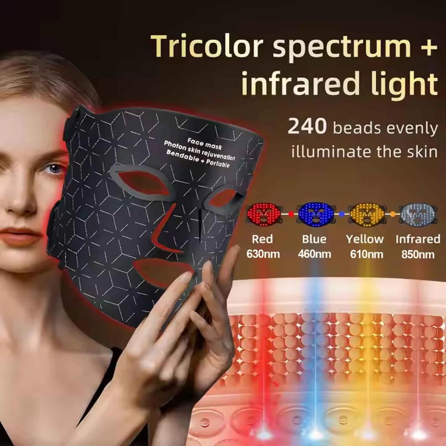Facial Red Light Therapy Mask | LED Skin Rejuvenation Mask -  shop_nameHashaya