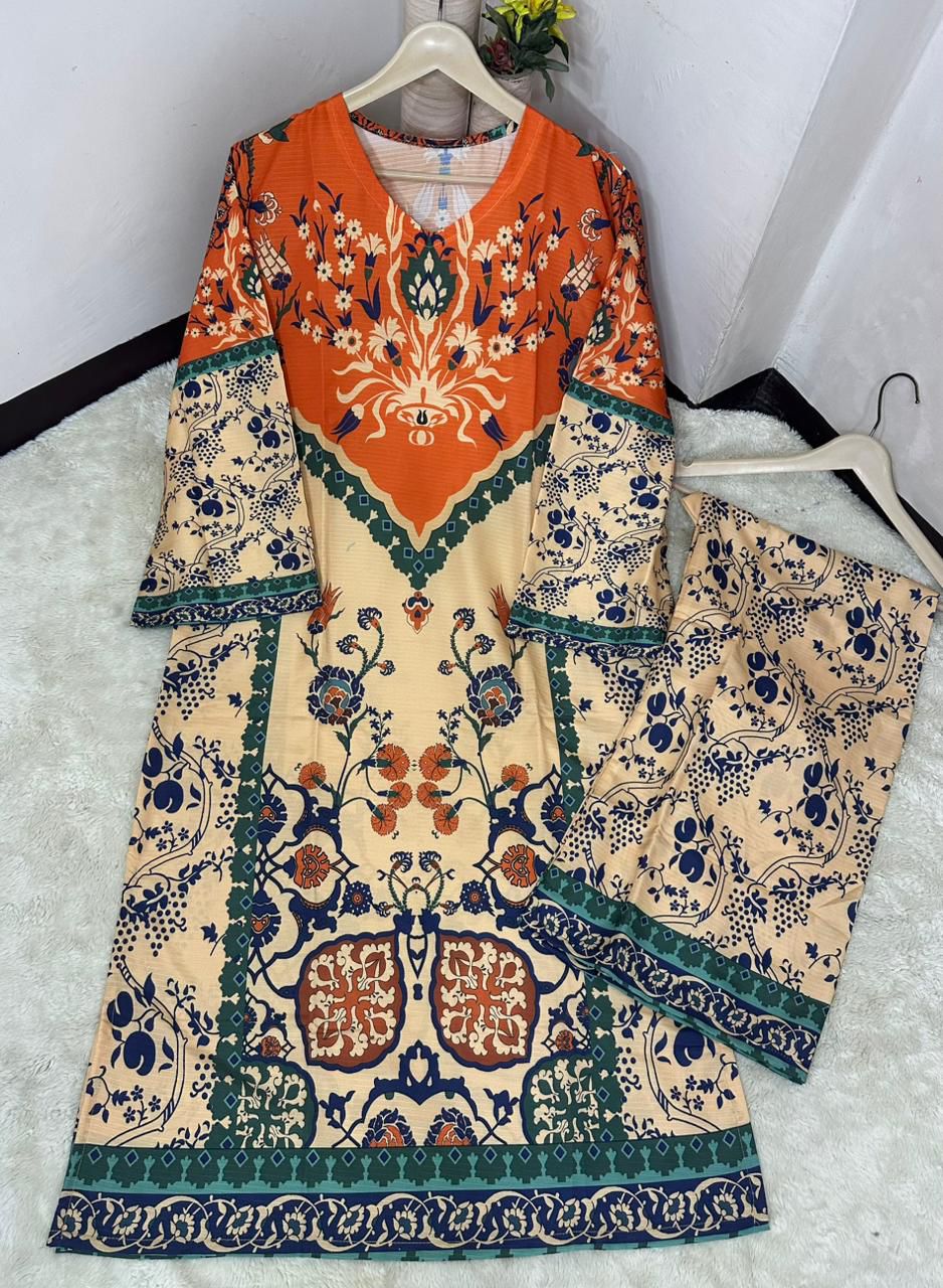 Golden Bloom Luxury Lounge Wear 2PC -  shop_nameHashaya