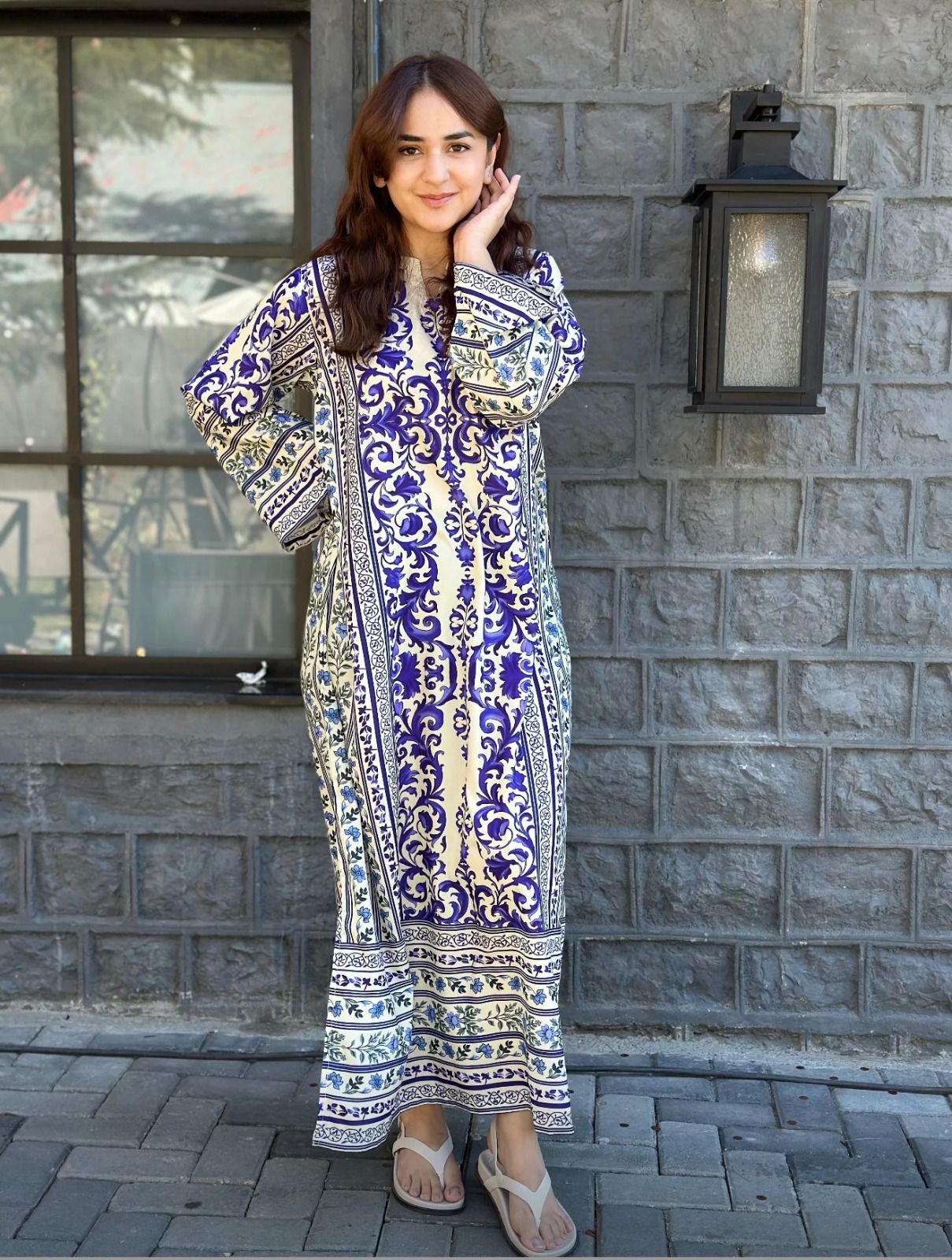 Long Printed Swiss Lawn 2 Piece Dress for Women -  shop_nameHashaya