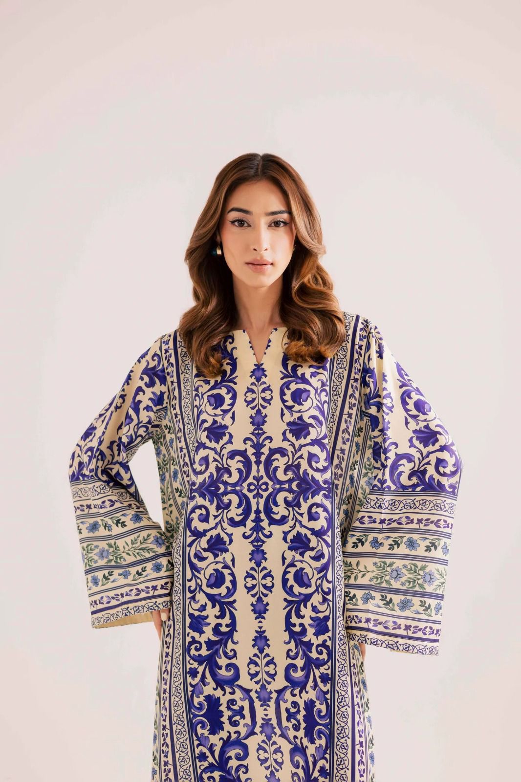 Long Printed Swiss Lawn 2 Piece Dress for Women -  shop_nameHashaya