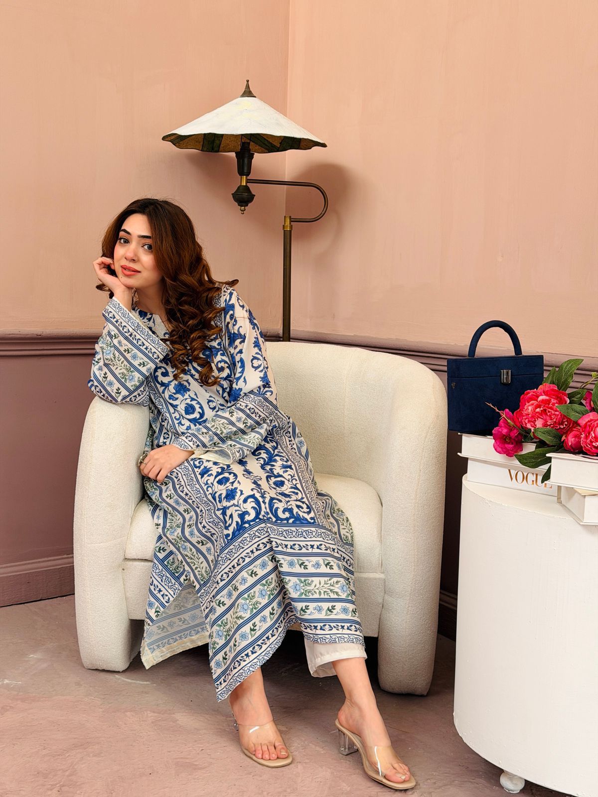 Long Printed Swiss Lawn 2 Piece Dress for Women -  shop_nameHashaya