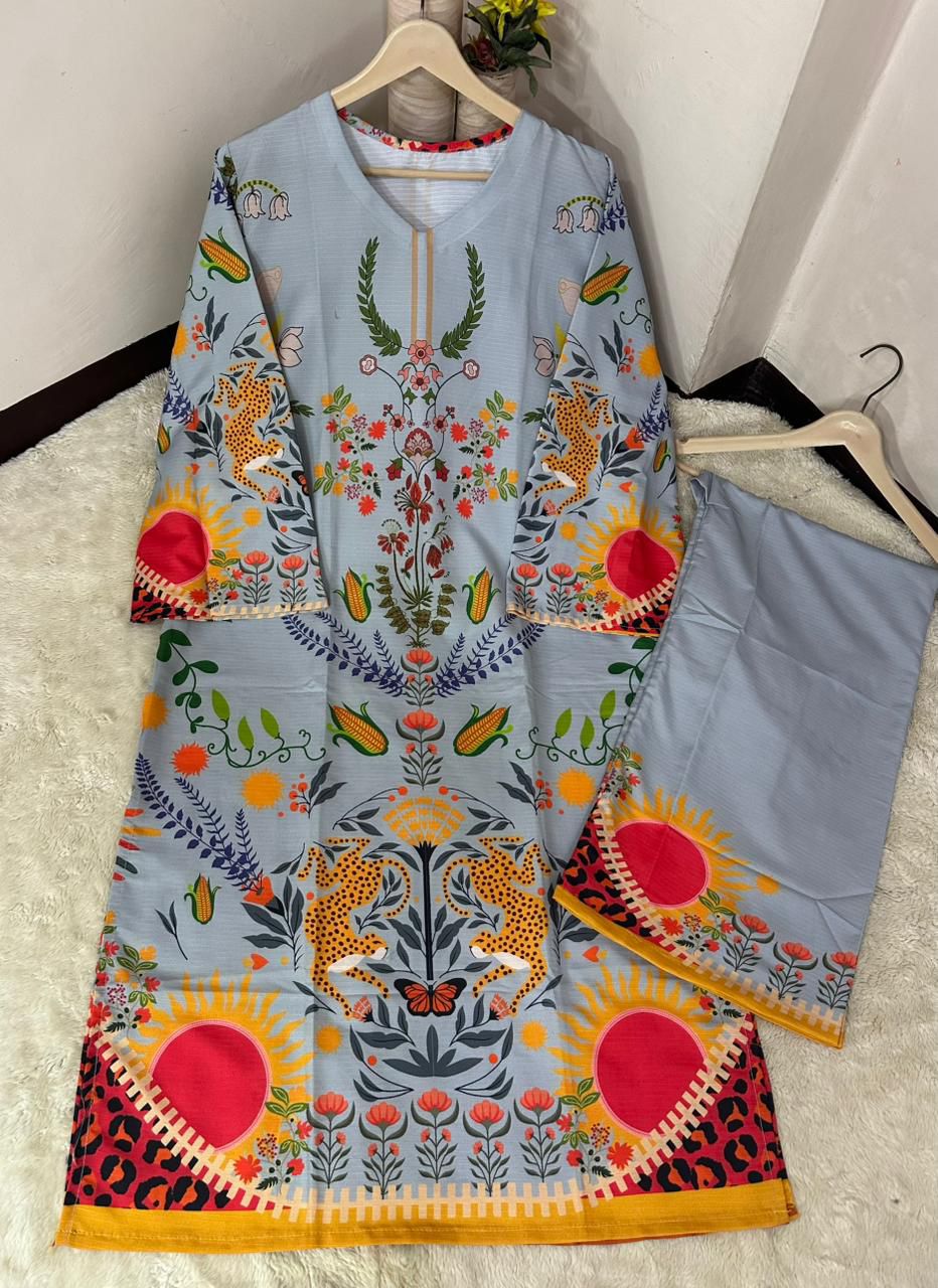 Luxury Floral Printed 2PC Kaftan Set -  shop_nameHashaya