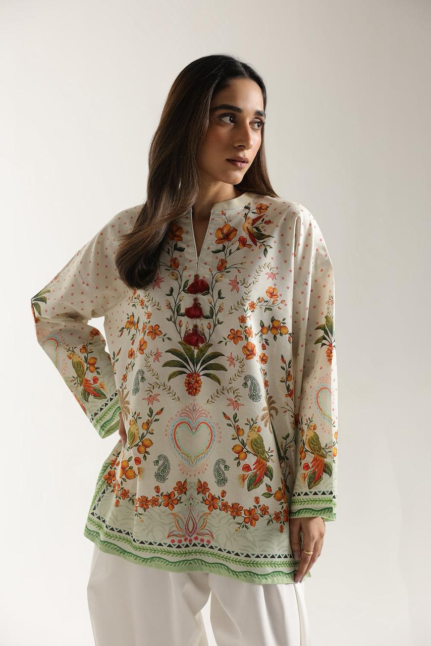 Noir Ethnic Printed Lawn Top for Women -  shop_nameHashaya