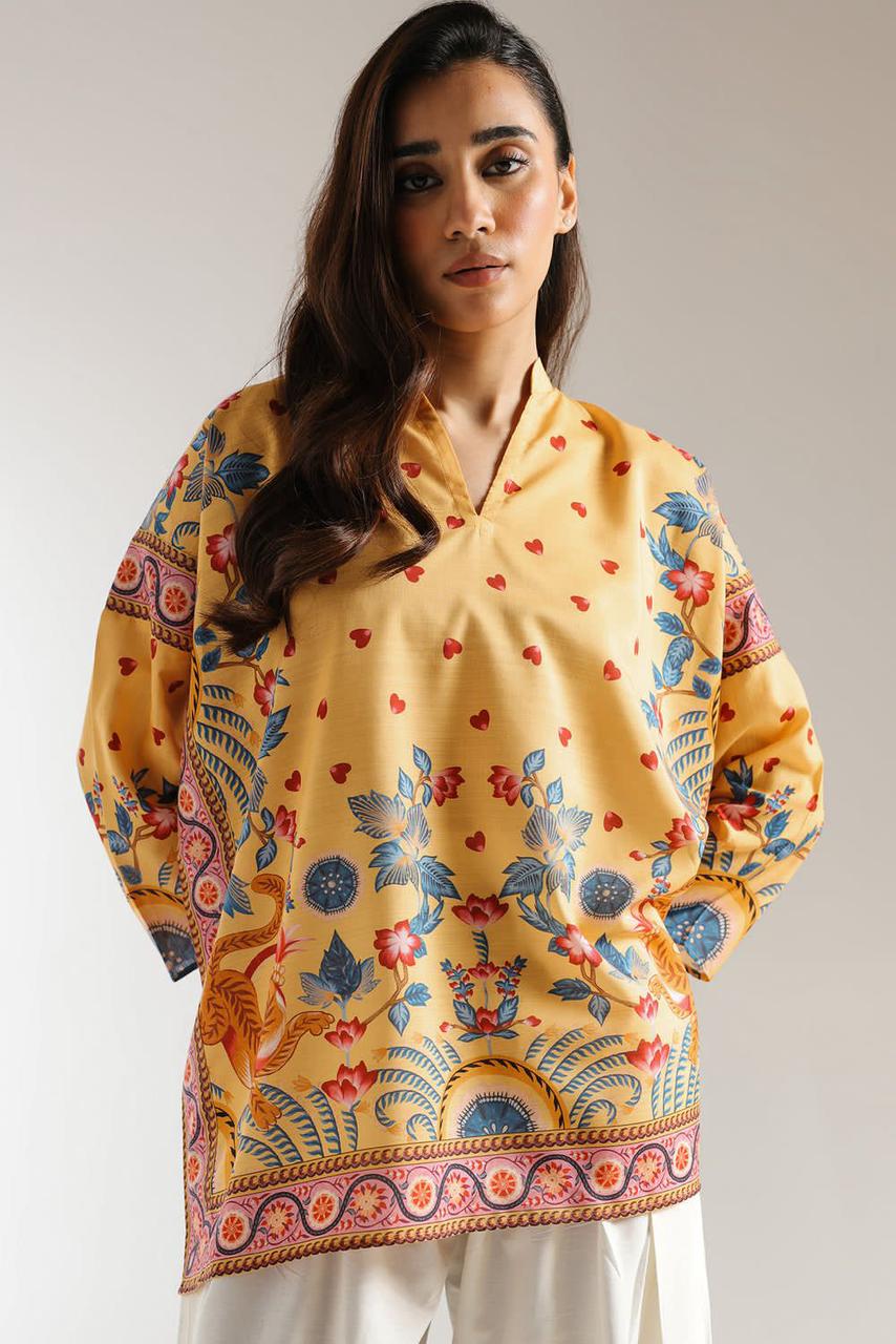 Noor Heart Bloom Digital Printed Lawn Top for Women -  shop_nameHashaya