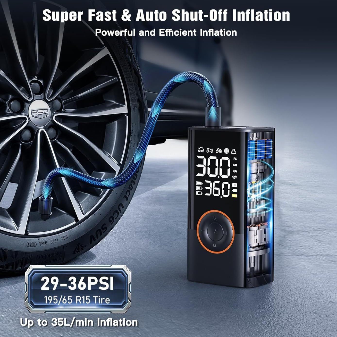 Portable Air Compressor Tire Inflator | 150 PSI Cordless Air Pump -  shop_nameHashaya