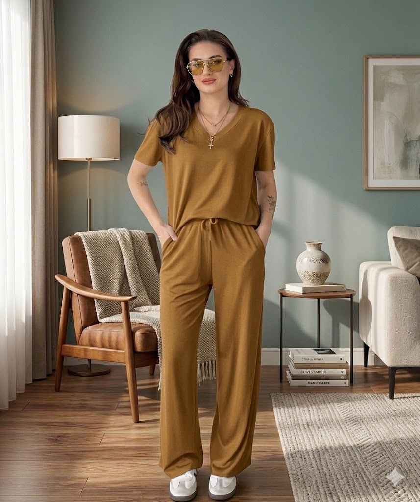 V-Neck Lounge Wear Set - # shop_name#Hashaya