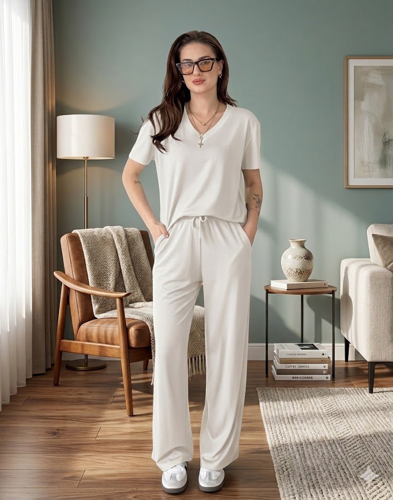 V-Neck Lounge Wear Set - # shop_name#Hashaya